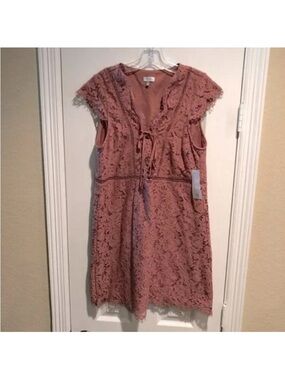 Tobi Mauve Rose Lace Tie-Front Blouse